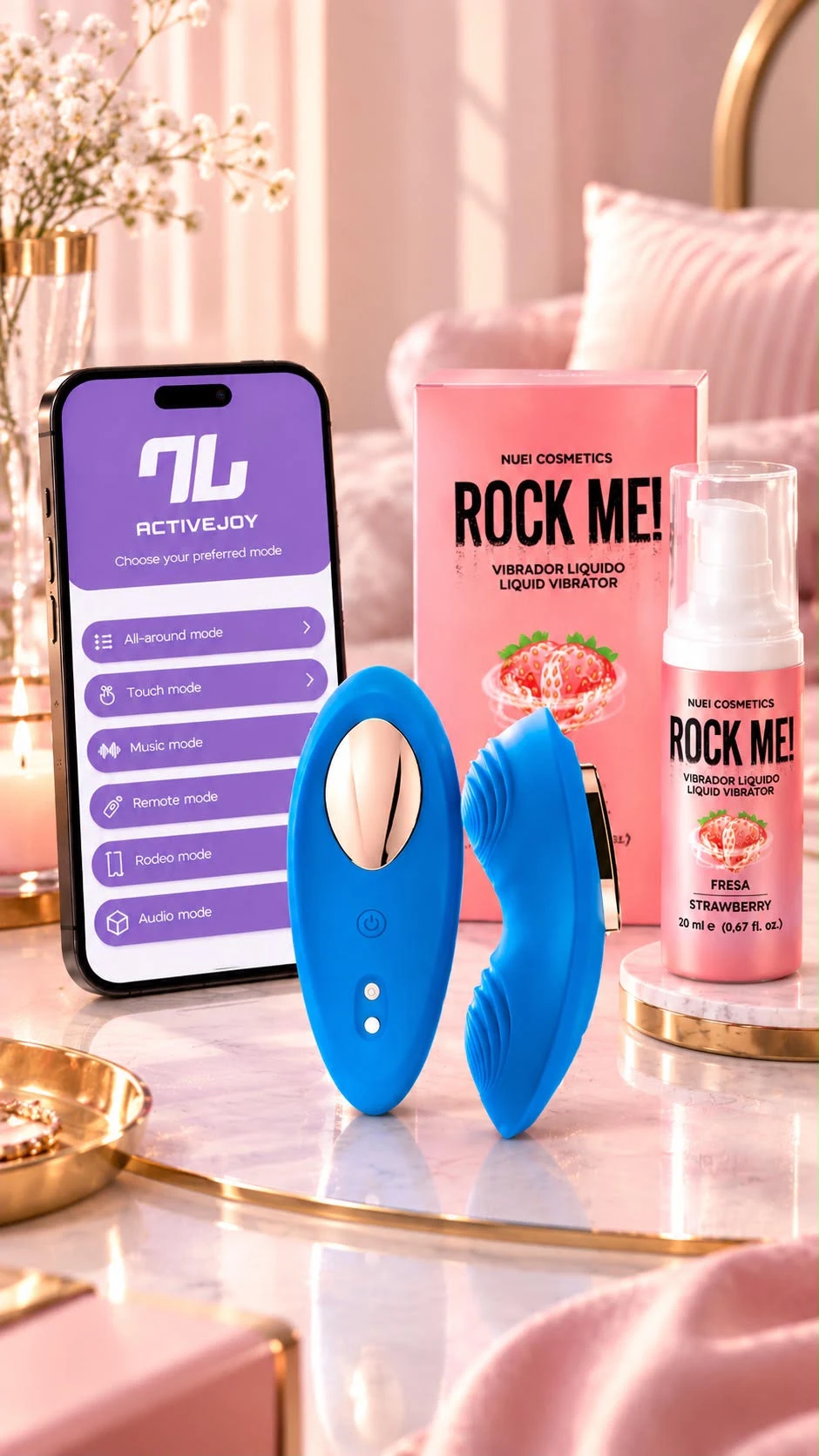 Pack Vibrador App + Rock Me! Fresa
